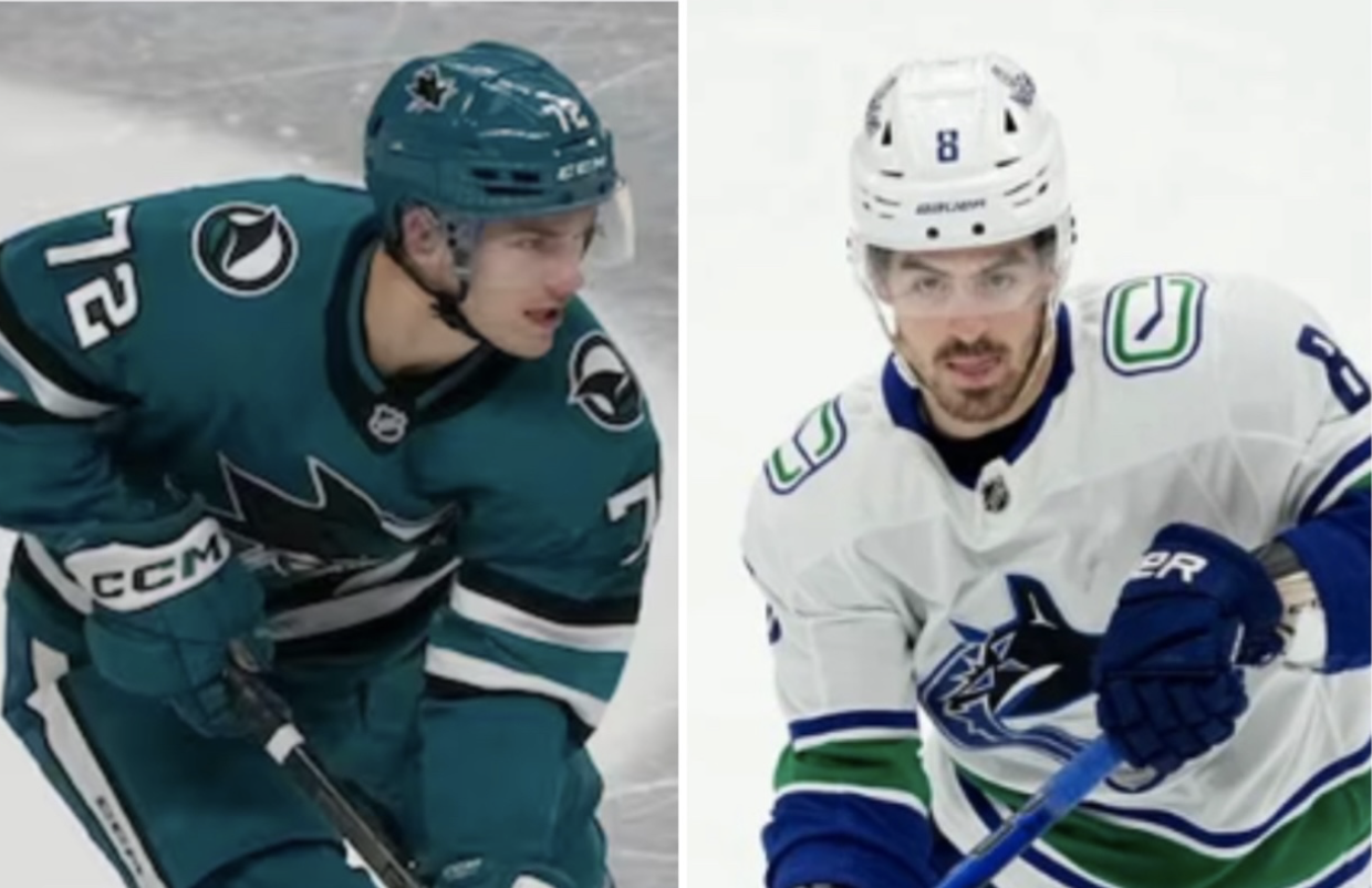 Sharks Eklund, Canucks Garland