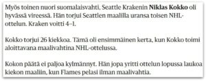 Kraken, Finnish Newspaper