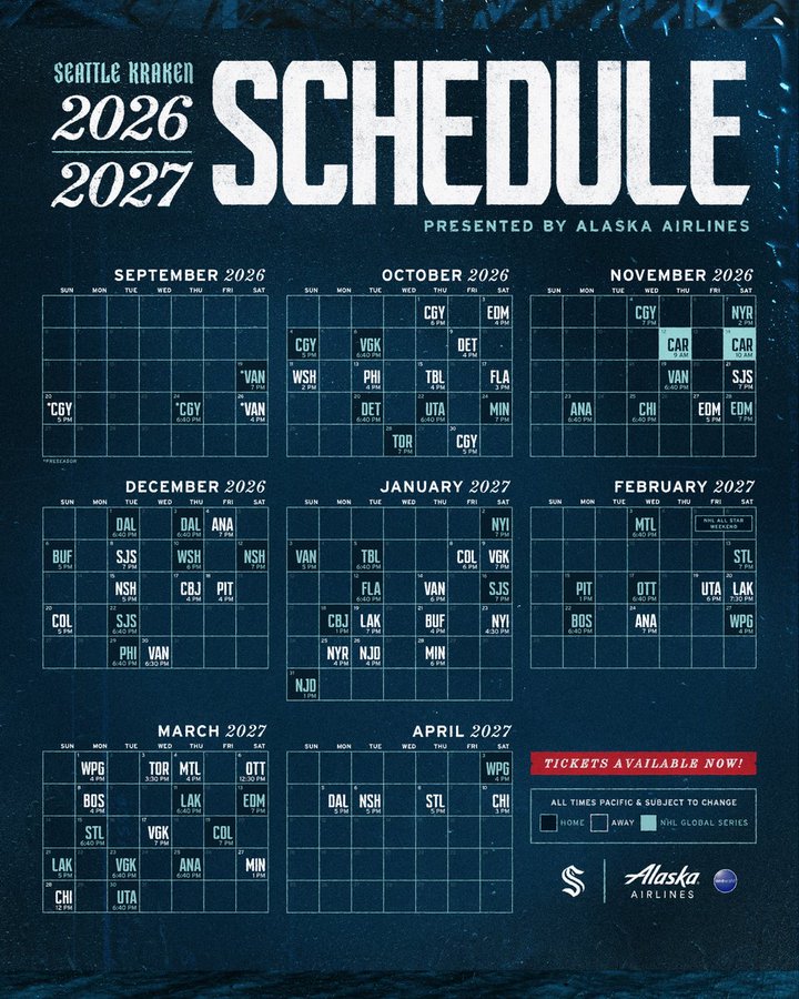 Kraken, Schedule